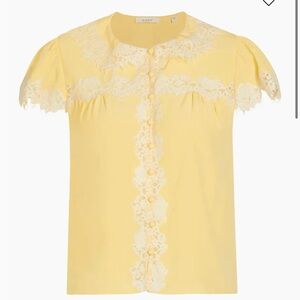 Doen Josephine Lace-Trim Silk Blouse